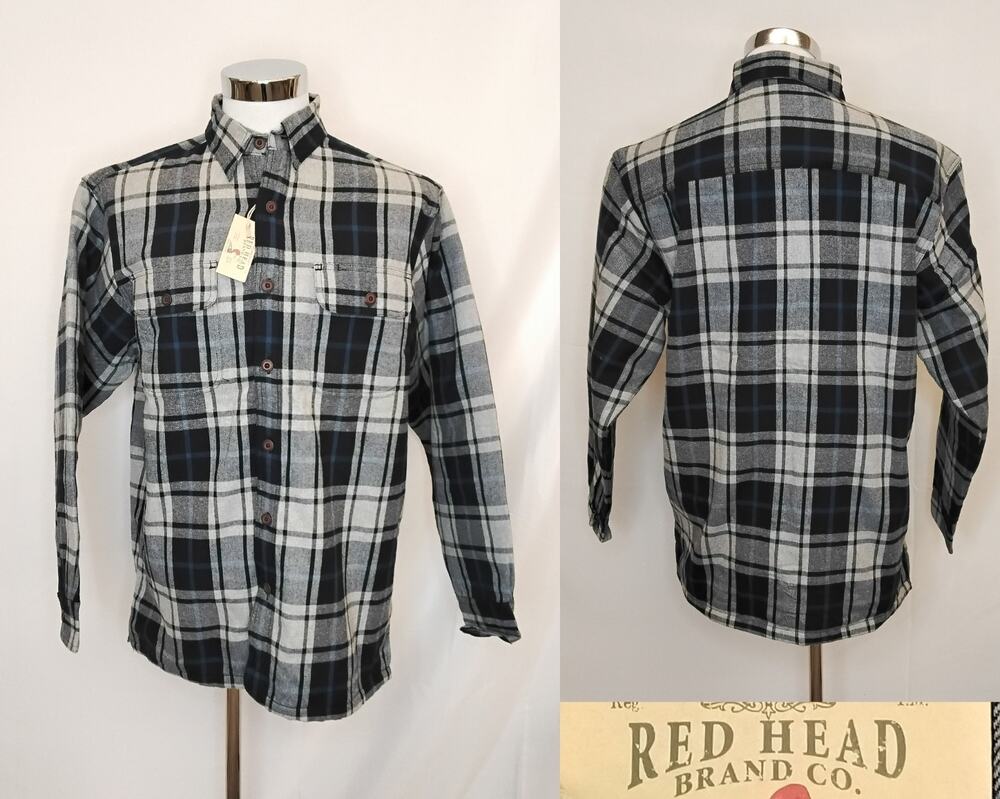 Red Head Brand Co. Lined Flannel Shirt Men's M Blue Grey Button Up NWT #Z5775